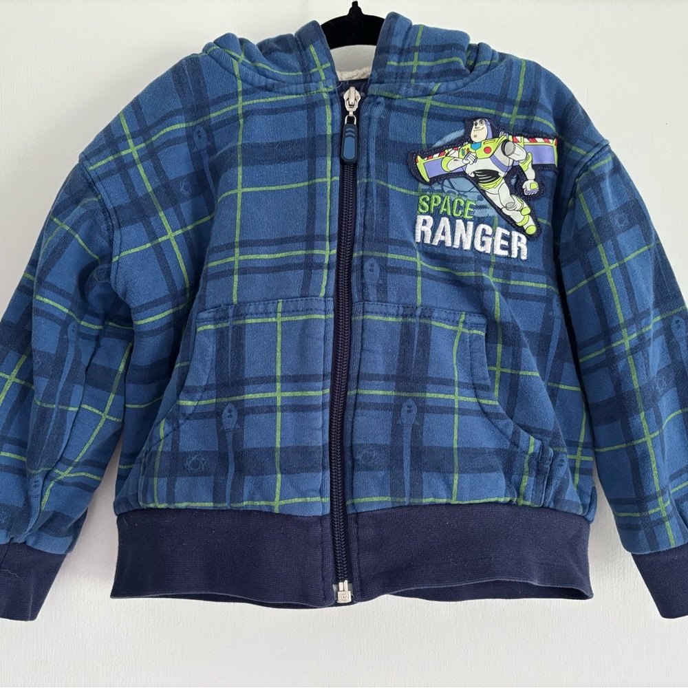Toy Story Buzz Light Year Blue Plaid Sherpa Jacket